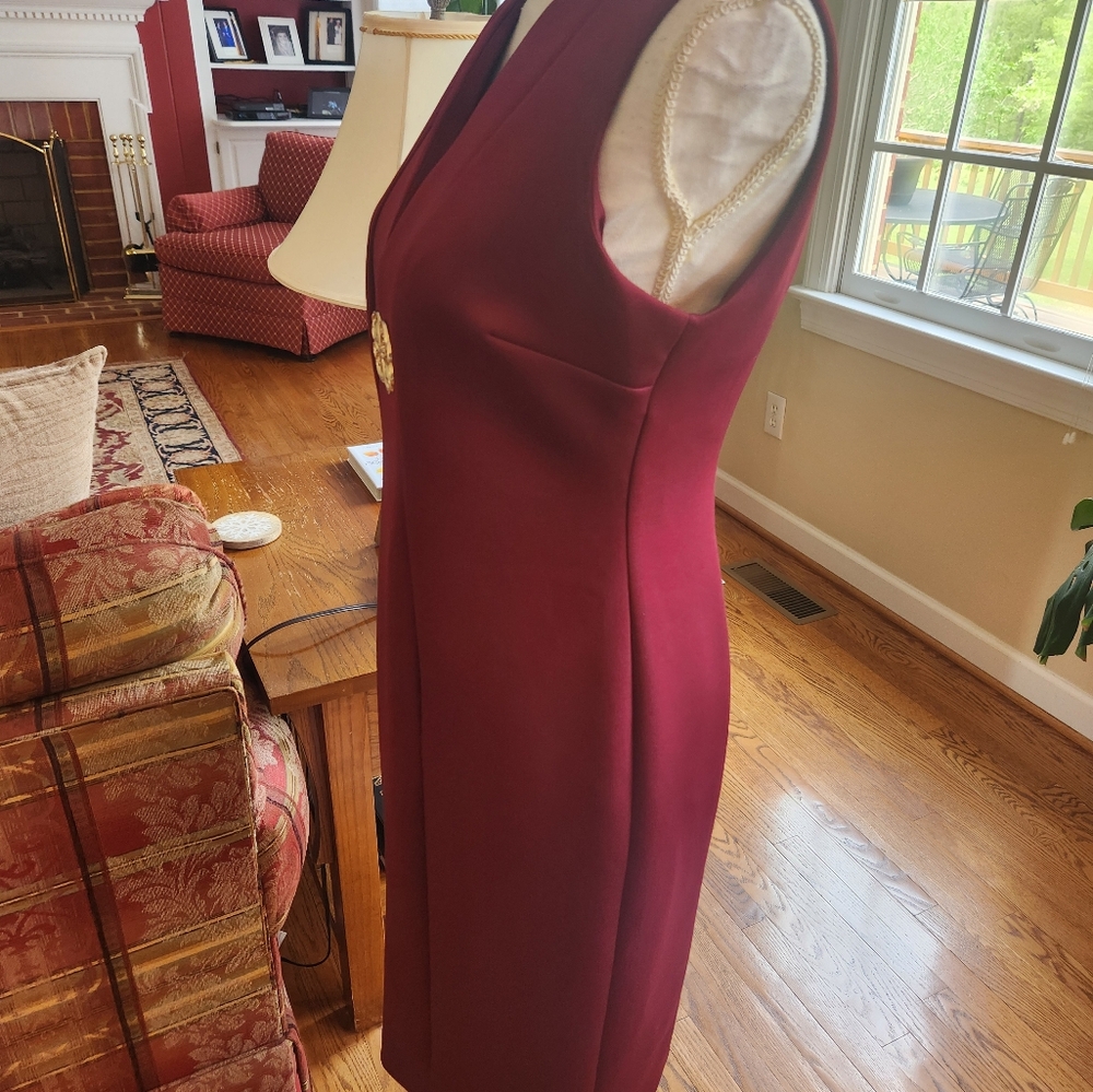 Calvin Klein Elegant Burgundy Dress with Gold Accent 6 - Picture 5 of 5